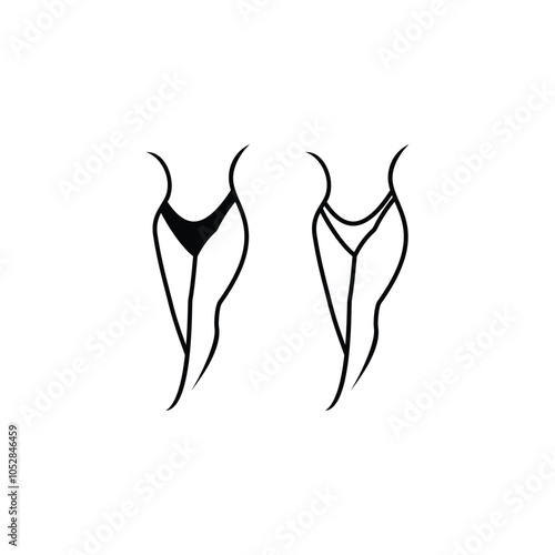 flat design logo illustration of women's underwear, sexy woman's body