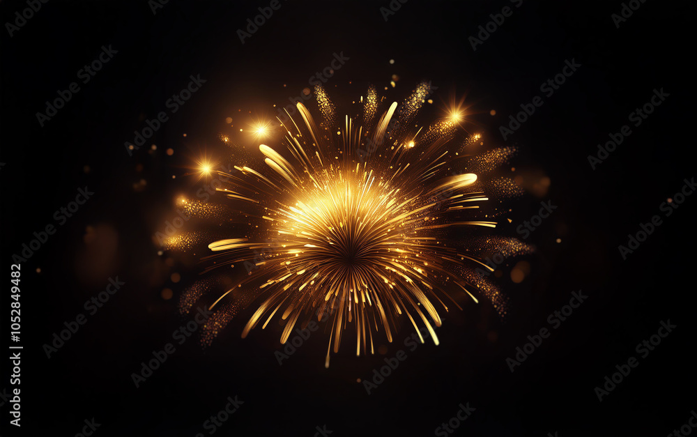 A golden burst of light explodes against a black background. A golden burst of light explodes against a black background.