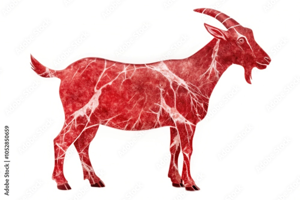 Raw goat meat isolated on white background silhouette Raw goat meat isolated on white background silhouette