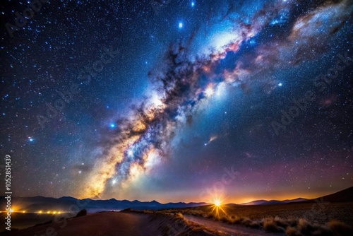 Stunning Milky Way Galaxy Over Atacama Desert - Bokeh Effect, Deep Space View, Night Sky, Astrophotography, Chile's Clearest Skies, Cosmic Wonders, Star Trails, Celestial Beauty, Astronomy Photography