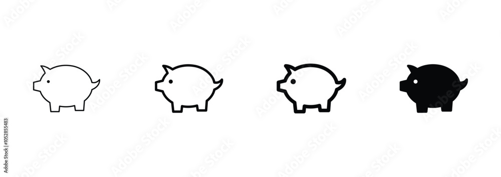 Fototapeta premium Piggy bank icon set vector. piggy symbol icon