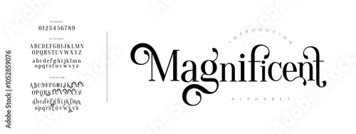 Magnificent typography beauty fashion elegant minimalist serif italic fonts decorative wedding vintage retro logos. Minimal luxury font alphabet logo. Vector illustration