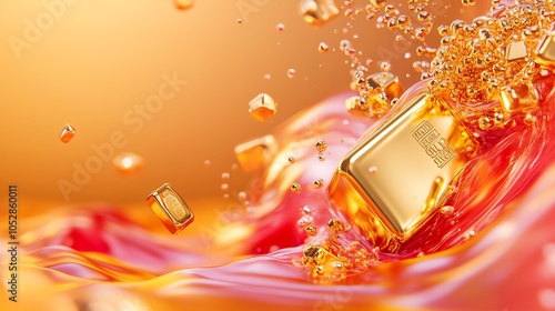 Abstract image of gold bullion among inflationrelated heat patterns, symbolizing gold s enduring value in inflationary times photo