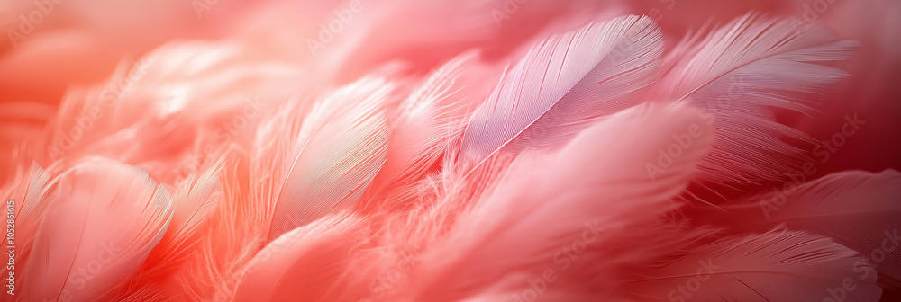 A soft pink background with feathers A soft pink background with feathers