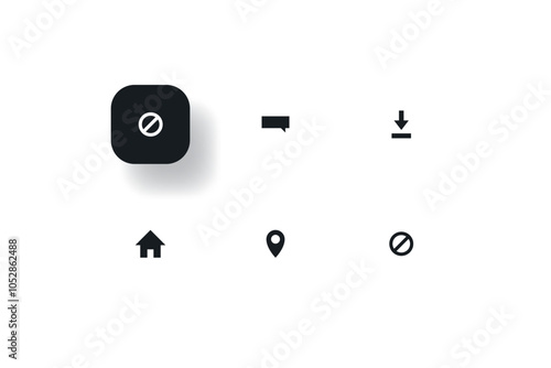 icon set including a download button home location mark and prohibition symbol