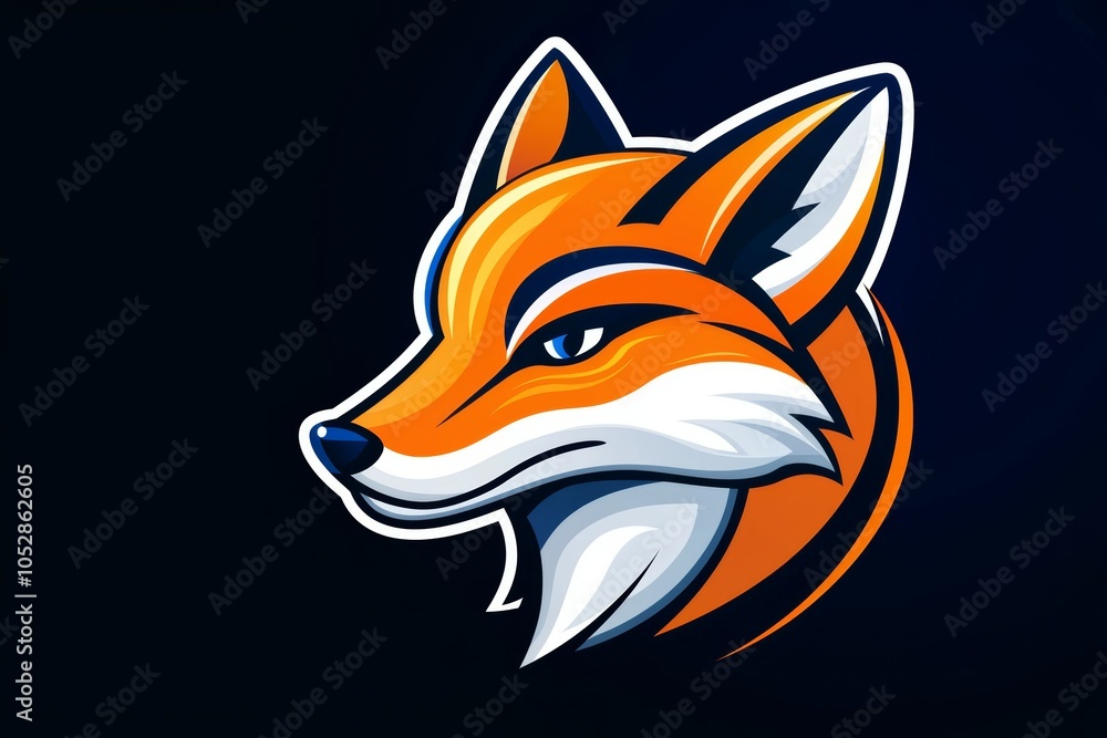 Obraz premium A fox head with a blue stripe on its face