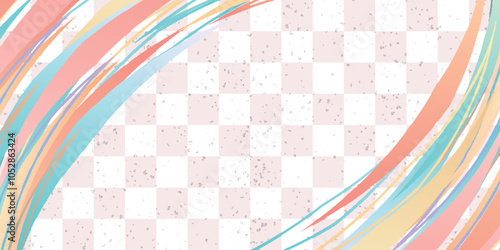 カラフル　和紙　模様　背景	