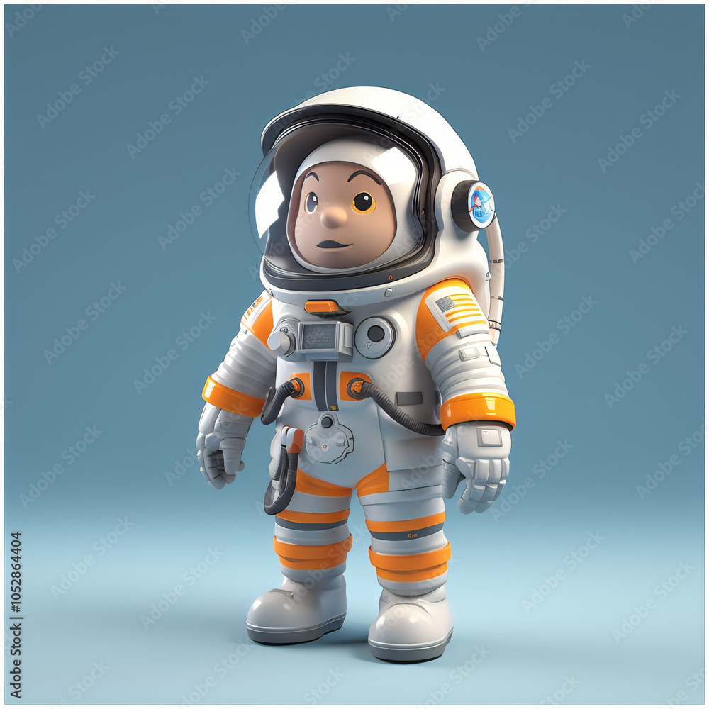 Cute Cartoon Astronaut in Spacesuit Illustration on Blue Background, Perfect for Space-Themed Designs and Educational Use Cute Cartoon Astronaut in Spacesuit Illustration on Blue Background, Perfect for Space-Themed Designs and Educational Use