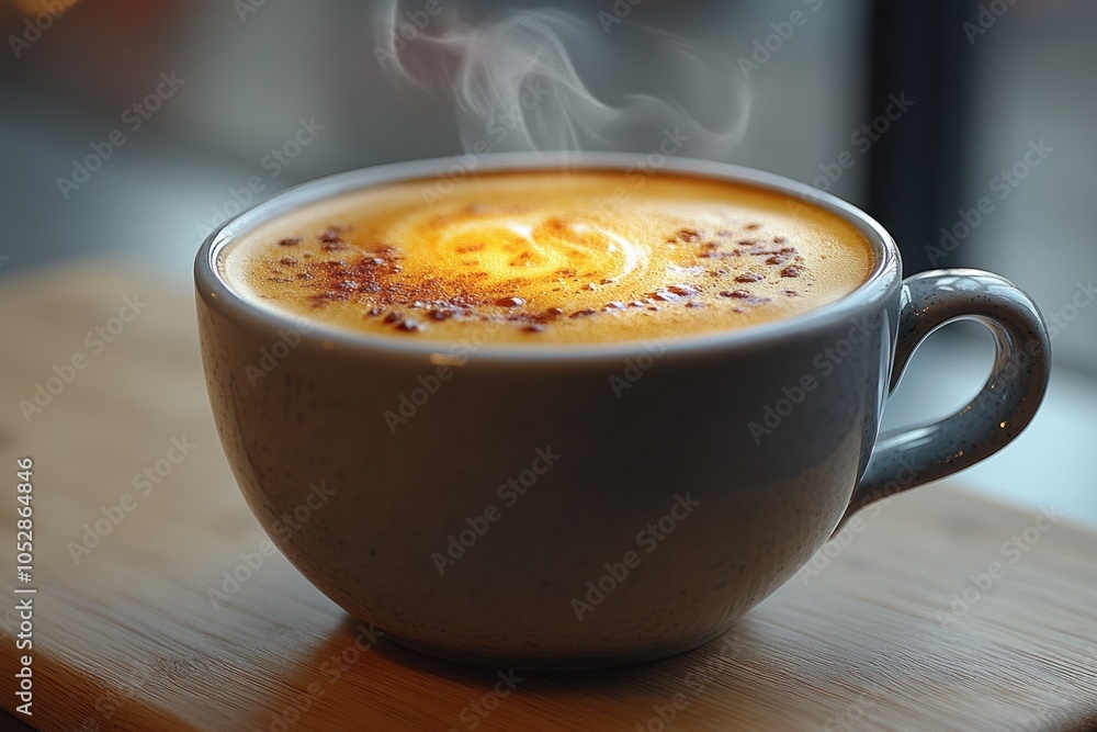 A steaming cup of coffee, a perfect start to the day. A steaming cup of coffee, a perfect start to the day.