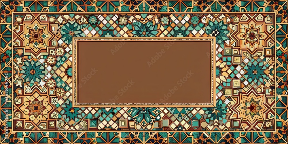 Obraz premium Border frame with intricate geometric patterns on abstract backdrop, border, frame, patterns, abstract, backdrop, 4k