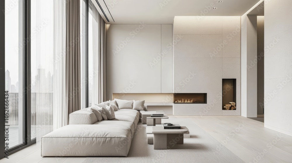 Fototapeta premium Minimalist interior decoration with clean lines and subtle tones
