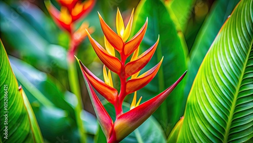 Vibrant tropical heliconia flower close-up shot, heliconia, tropical, exotic, vibrant, colorful, plant, nature, bloom photo