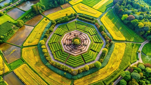 Aerial Bagua Symbol Photography -  Ancient Chinese Feng Shui Design in Nature photo