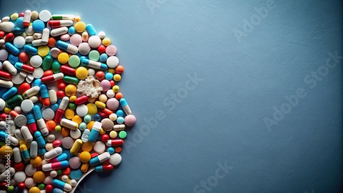 Wallpaper Mural Pills scattered on a white surface in a high angle view Torontodigital.ca