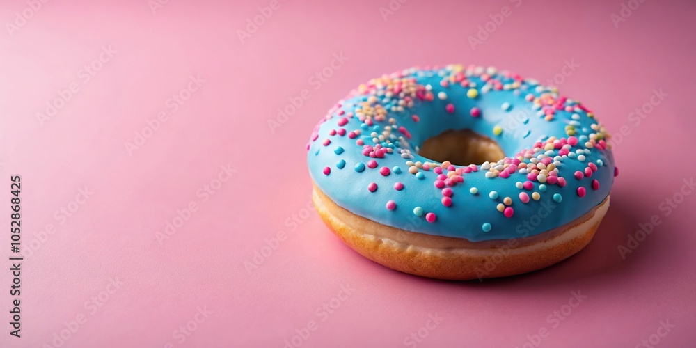 Pink and blue donut with sprinkles on a pink background Stock ...