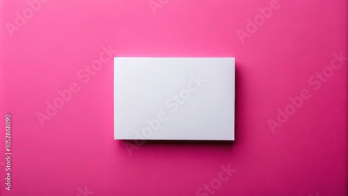 Blank White Postcard Mockup on Pink Background - Top View