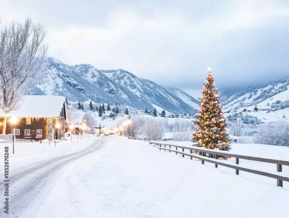 Traditional American barn with a holiday-decorated tree out front rustic holiday charm Traditional American barn with a holiday-decorated tree out front rustic holiday charm