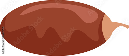 This vector illustration features a single, ripe date fruit, emphasizing its texture and color against a clean backdrop