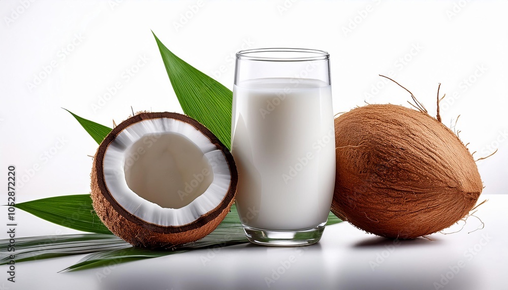 Coconut Milk on white background isolated. Beverage. Drink. Coconut Milk on white background isolated. Beverage. Drink.