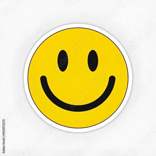 Yellow smile sticker on white background graphic resource