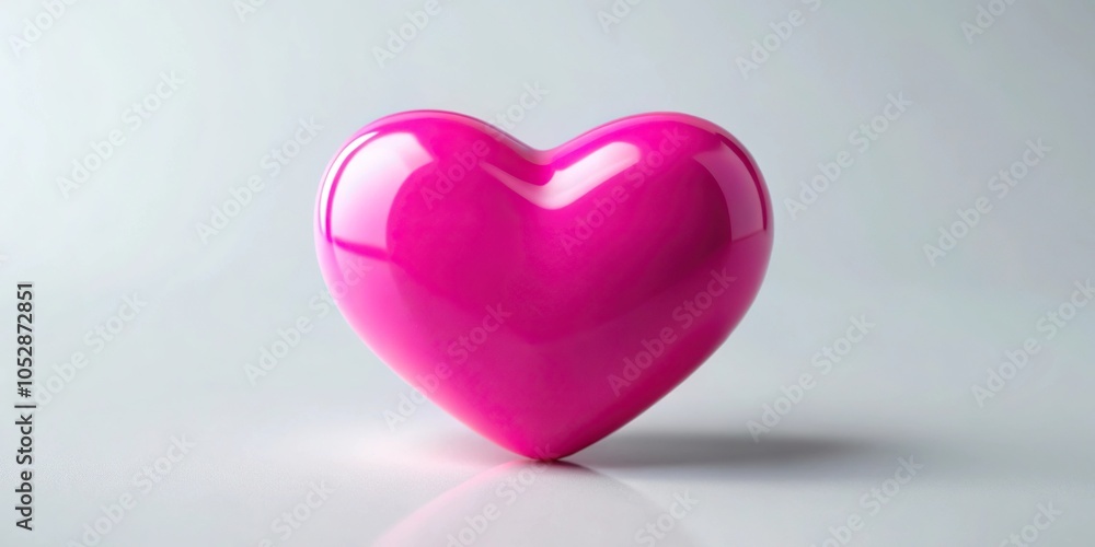 Pink heart isolated on white square background with depth of field Pink heart isolated on white square background with depth of field
