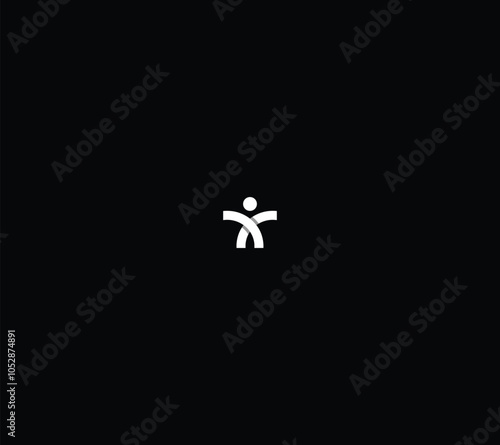Happy Man enjoying Icon with Cross letter X on black background. 