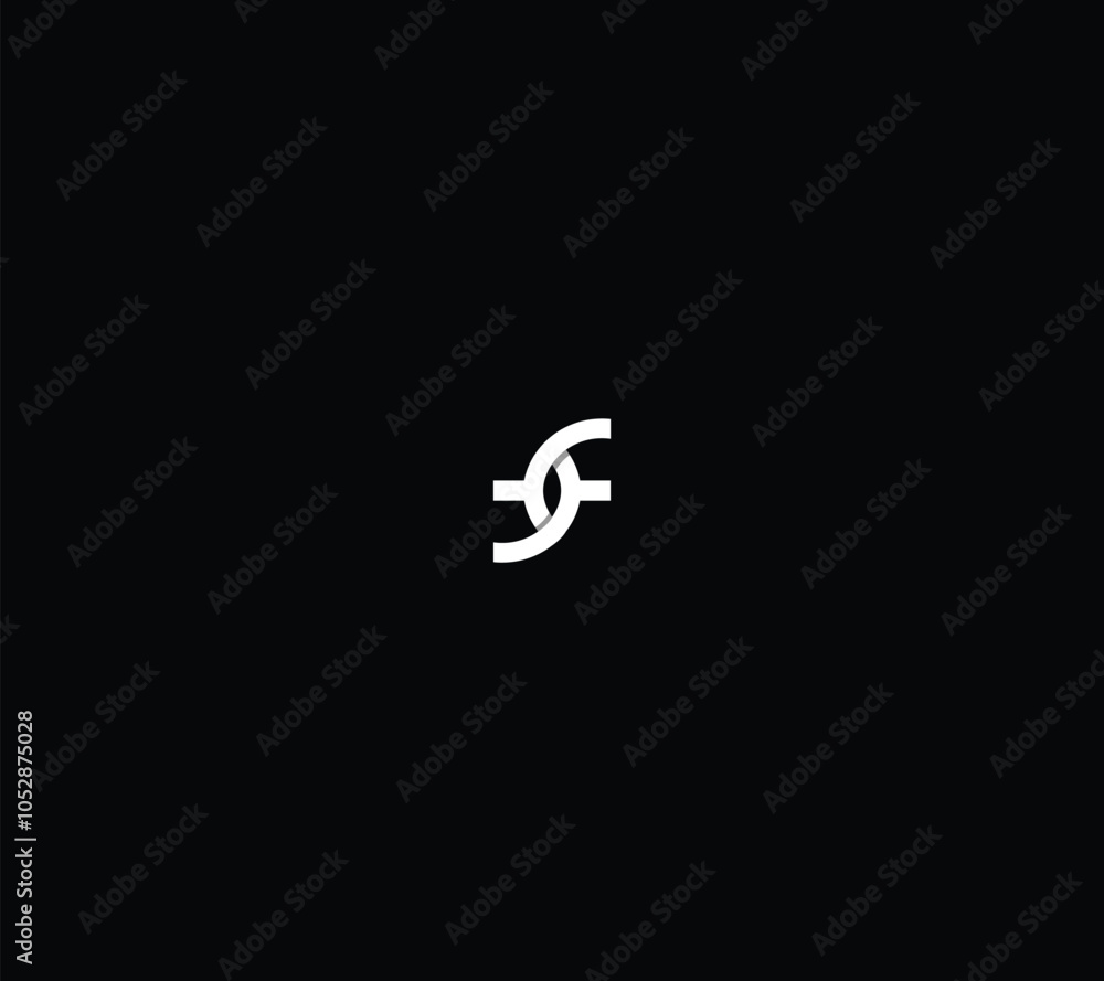 Fototapeta premium Letters FF or FSF monogram, abstract lettering logo with black background. 