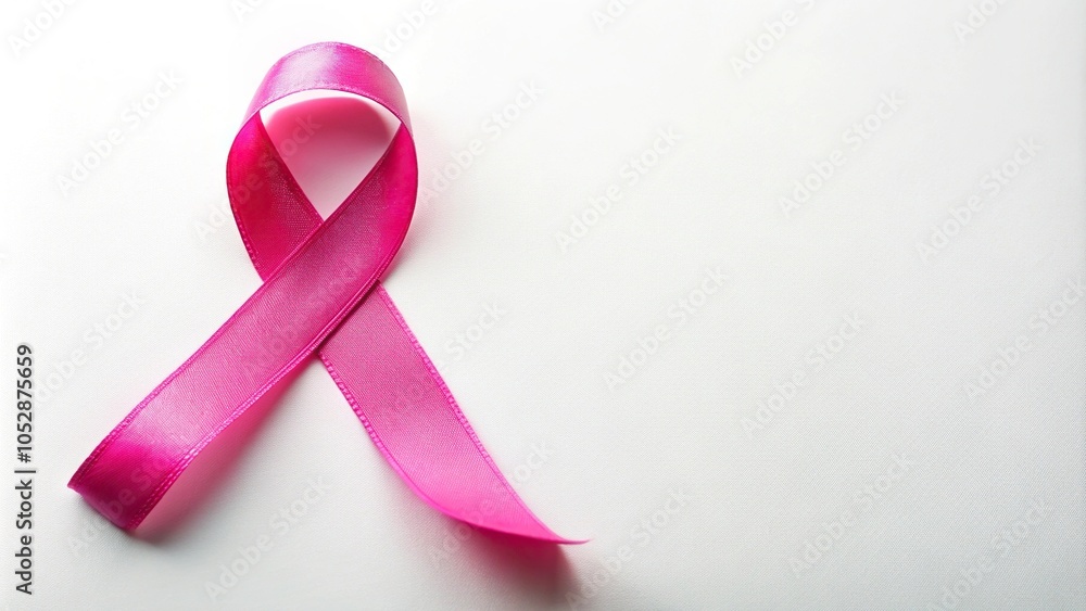 Pink ribbon against cancer on white background Low Angle Pink ribbon against cancer on white background Low Angle