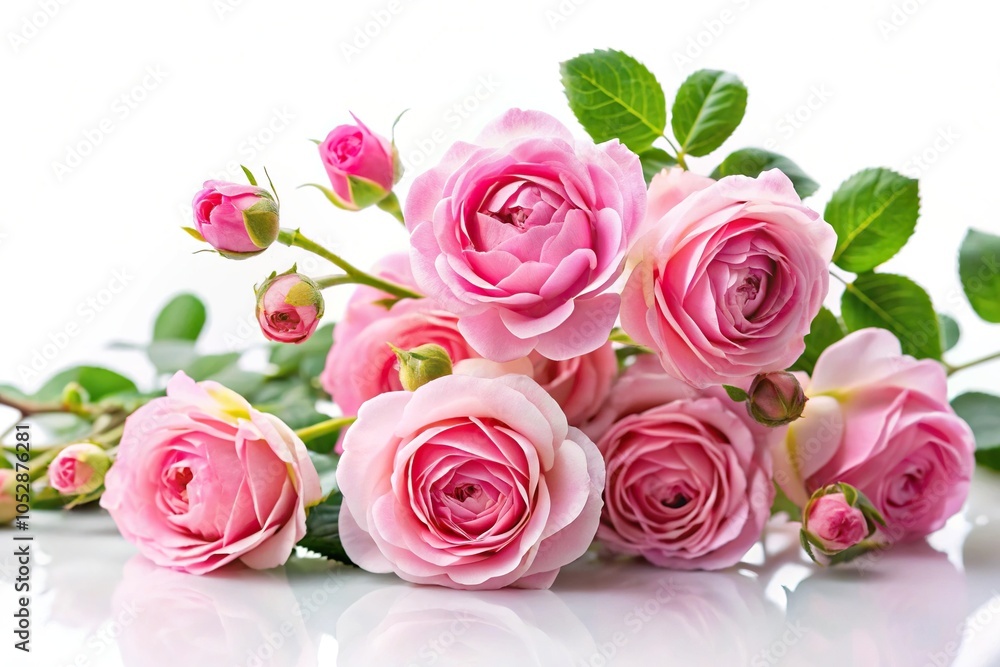 Pink roses branch isolated on white background Pink roses branch isolated on white background