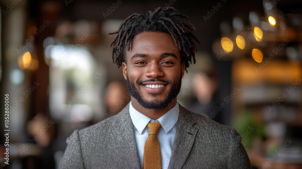 Portrait of a Smiling Man in a Suit with Dreadlocks Portrait of a Smiling Man in a Suit with Dreadlocks