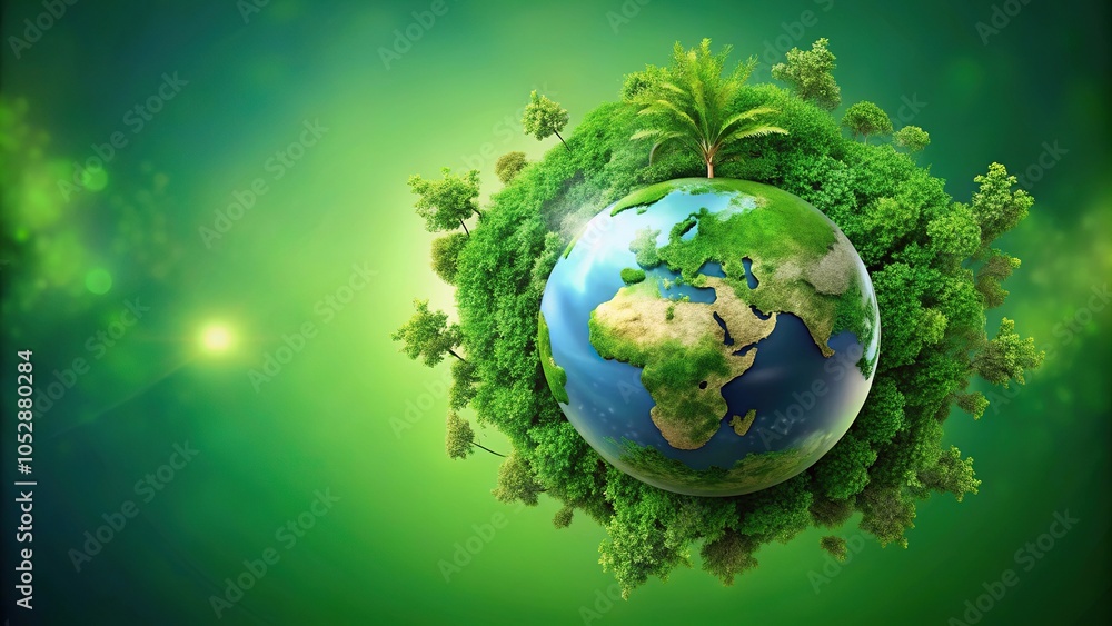Planet on green background with copy space Planet on green background with copy space