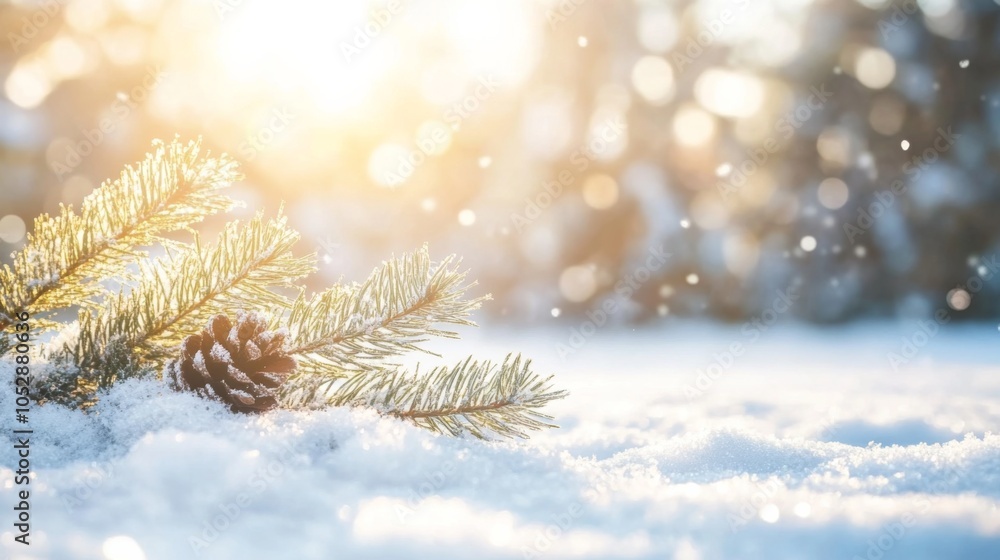 Festive Wonderland Scene with Snowy Background Festive Wonderland Scene with Snowy Background