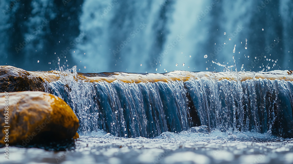 custom made wallpaper toronto digitalA close-up of water splashing over smooth stones at the base of a stunning waterfall, capturing the beauty and power of nature