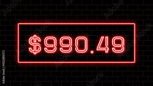 $990.49 のネオン文字