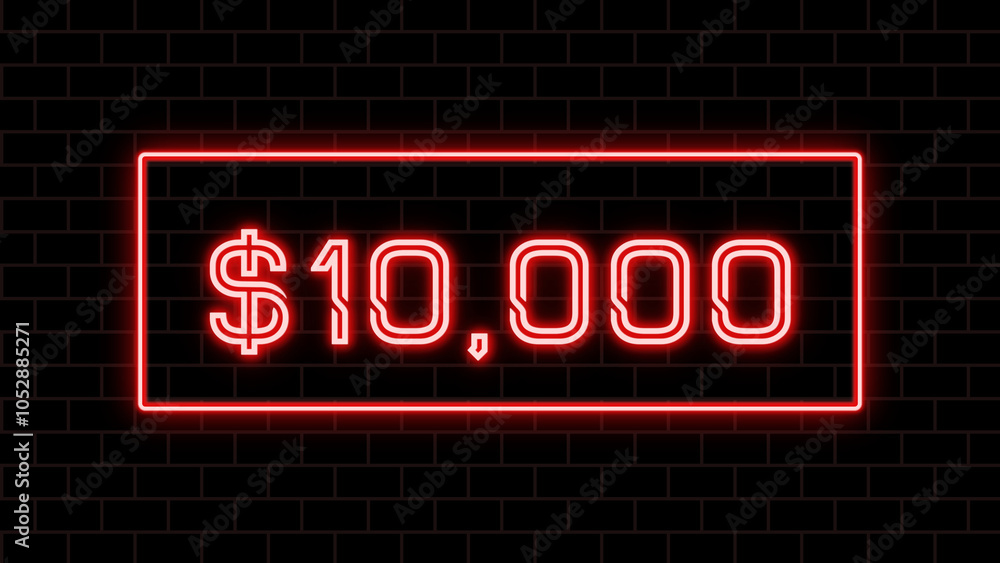 $10,000 のネオン文字 $10,000 のネオン文字