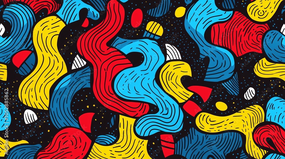 Abstract colorful pattern with flowing lines and shapes in a vibrant, energetic design, perfect for creative projects and background use. Abstract colorful pattern with flowing lines and shapes in a vibrant, energetic design, perfect for creative projects and background use.