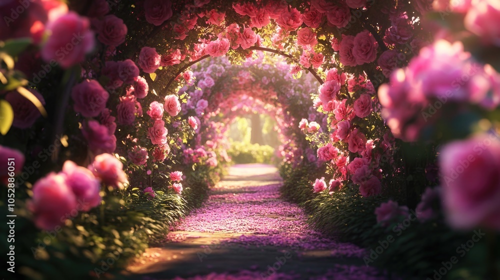 Fototapeta premium Whimsical Pink Flower Path