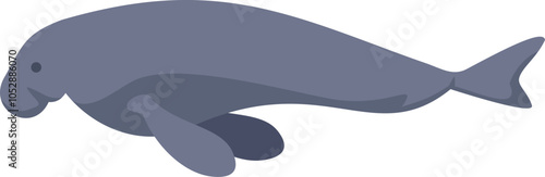 Simple cartoon style illustration of a dugong swimming underwater