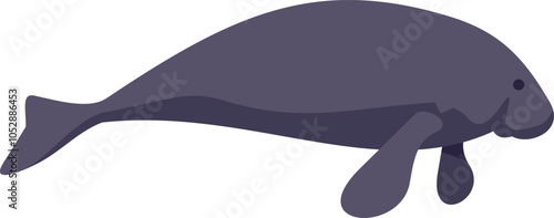 This cartoon style illustration features a dugong swimming gracefully