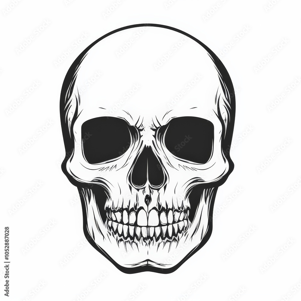 Fototapeta premium Classic skull symbol, bold and simple, black and white