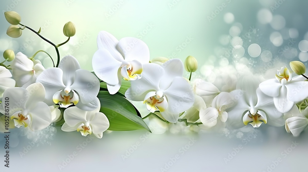 Obraz premium Border template with white orchids