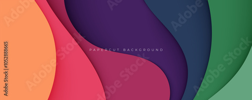 Colorful papercut background dynamic decorative design vector