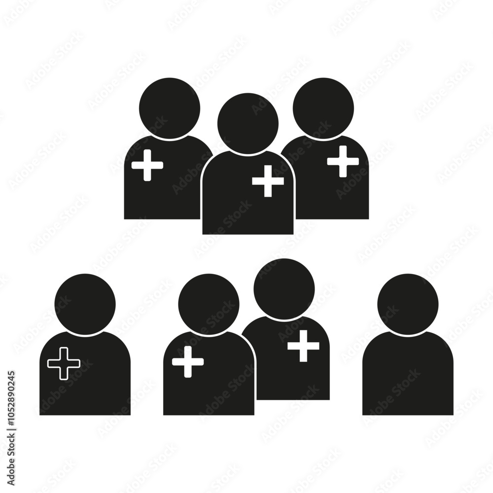 Medical team icon. Healthcare staff symbol. Group of doctors graphic. Minimalist vector illustration. Medical team icon. Healthcare staff symbol. Group of doctors graphic. Minimalist vector illustration.