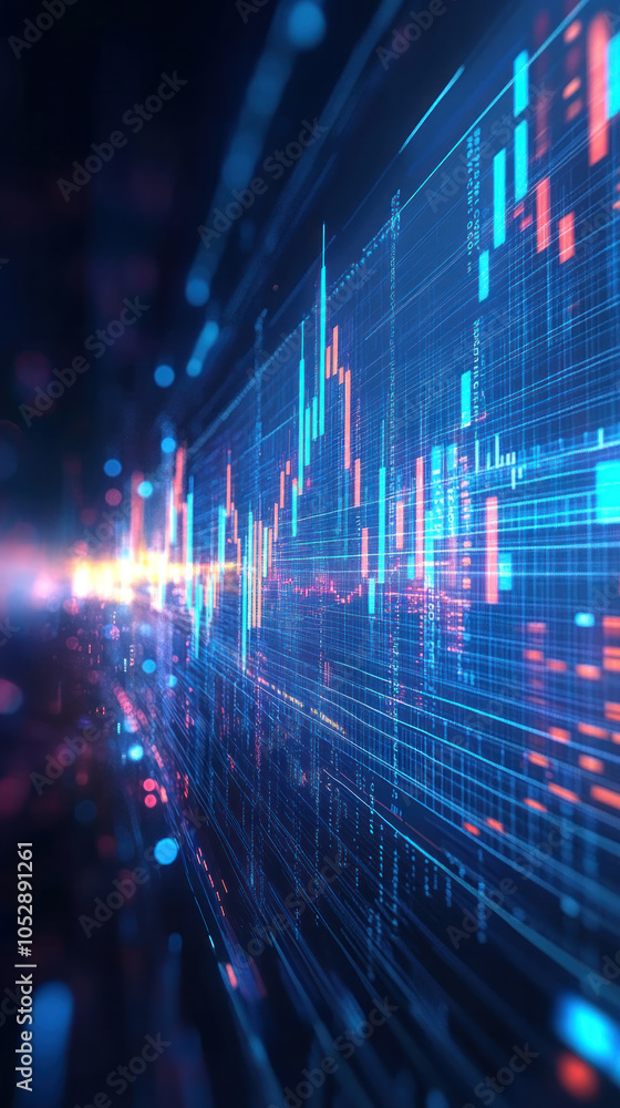 A blue and red line graph with a lot of numbers. The numbers are in different colors and are all over the graph A blue and red line graph with a lot of numbers. The numbers are in different colors and are all over the graph