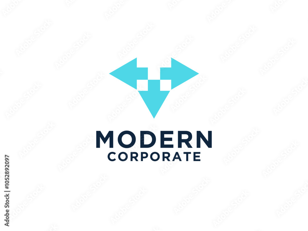 Triple Arrow Logo. Geometric Triangle Arrows Initial Letter V isolated on White Background. Triple Arrow Logo. Geometric Triangle Arrows Initial Letter V isolated on White Background.