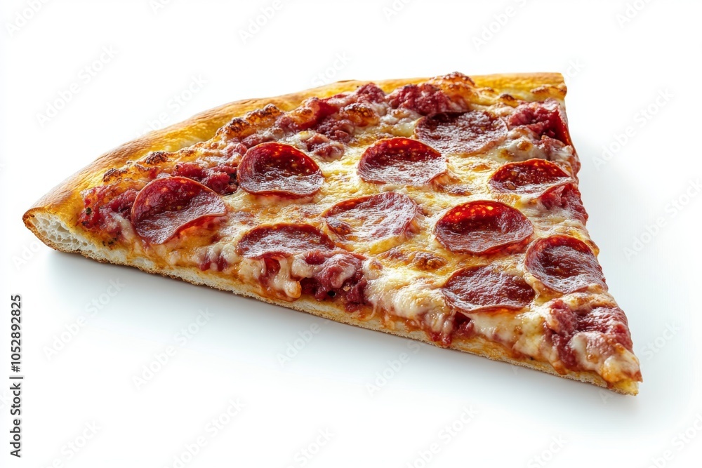 Delicious Pepperoni Pizza Slice Isolated on White Background Delicious Pepperoni Pizza Slice Isolated on White Background