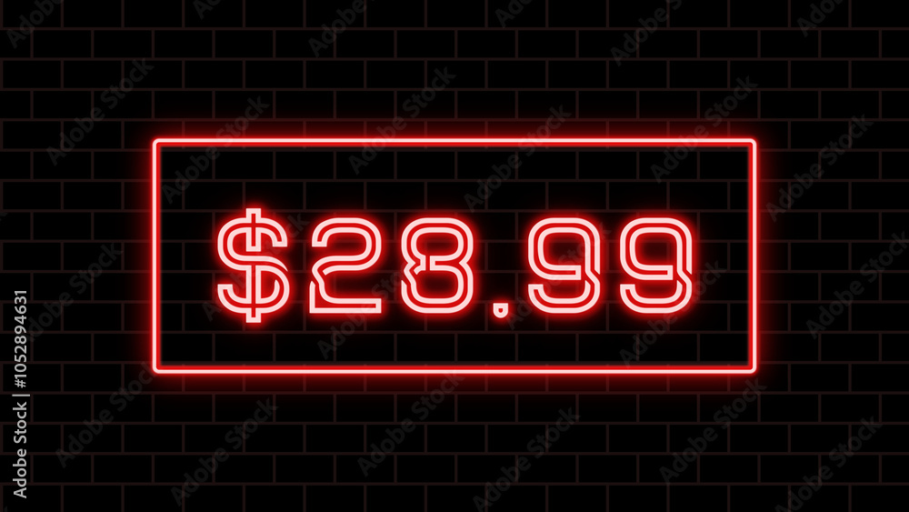$28.99 のネオン文字 $28.99 のネオン文字