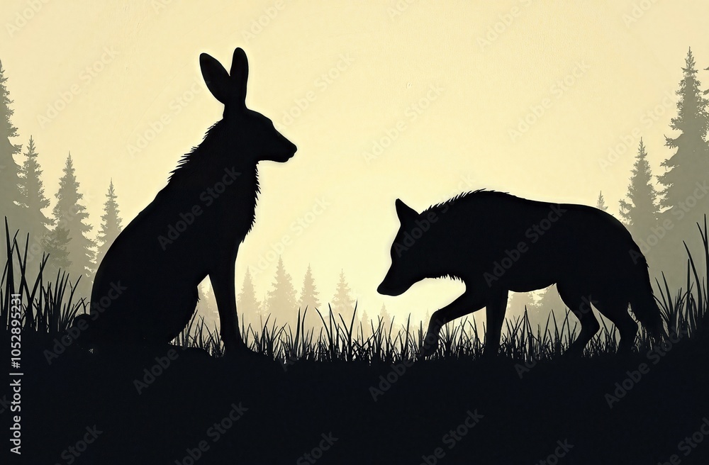 Wolves Forest Silhouette Wolves Forest Silhouette