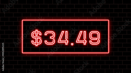 $34.49 のネオン文字