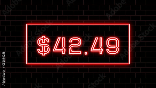 $42.49 のネオン文字